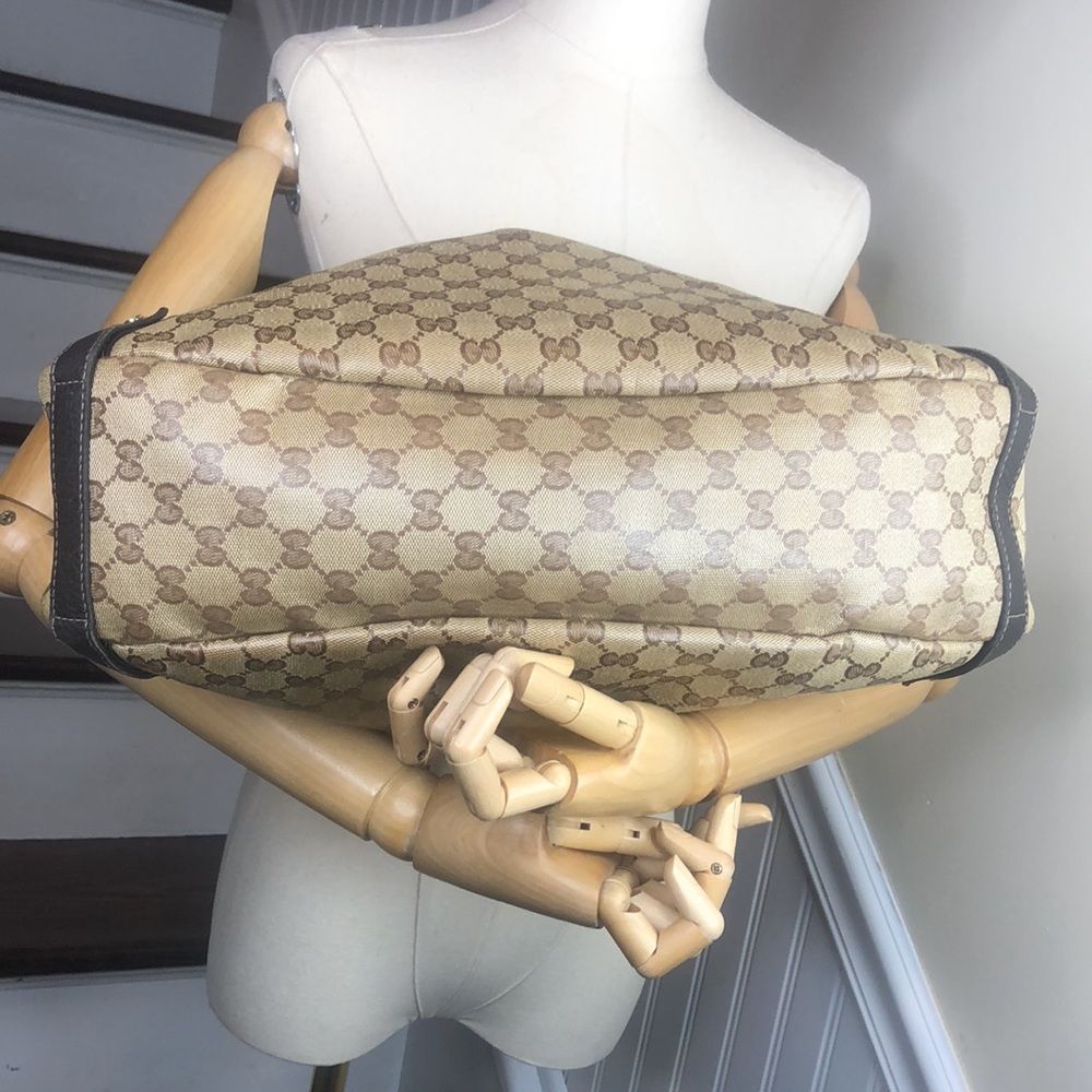 GUCCI GG Supreme Crystal Coated Canvas and Brown Leather Shoulder Bag - Picture 6 of 17